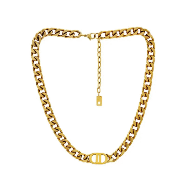 Gold Curb Chain Necklace with Adjustable Clasp - Image 2