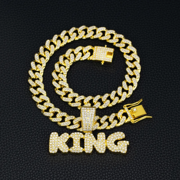Gold Cuban Link Chain King Pendant - Image 3