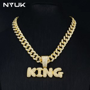 Gold Cuban Link Chain King Pendant
