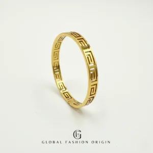 Eterna 18K Gold Plated Greek Pattern Bangle